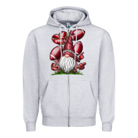 Heather Grey American Football Gnome Zipper Hoodie - CowhideDigitalArt