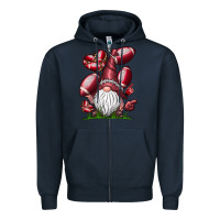Navy American Football Gnome Zipper Hoodie - CowhideDigitalArt