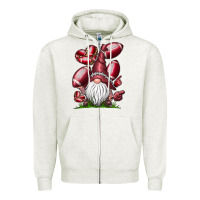 Oatmeal Heather American Football Gnome Zipper Hoodie - CowhideDigitalArt