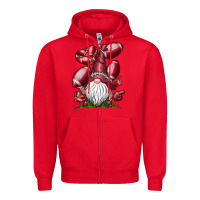 Red American Football Gnome Zipper Hoodie - CowhideDigitalArt
