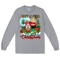 Heather Grey just a girl who loves christmas Long Sleeve Tee - CowGirlArtShop