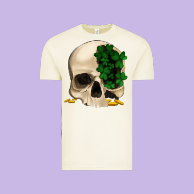 St Patrick's Day Skull With Clovers Vintage Tee Designed By Jasminsmagicworld