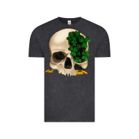 Vintage Black St patrick's day Skull with clovers Vintage Tee - Jasminsmagicworld