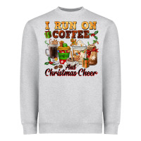 Heather Grey i run on coffee and christmas cheer Heavyweight Sweatshirt - FaDigitalArtStudio