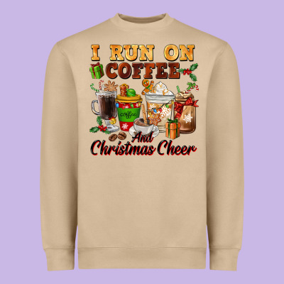 I Run On Coffee And Christmas Cheer Heavyweight Sweatshirt Designed By Fadigitalartstudio