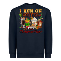 Navy i run on coffee and christmas cheer Heavyweight Sweatshirt - FaDigitalArtStudio
