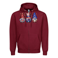 Burgundy American Gnomes Zipper Hoodie - CowhideDigitalArt