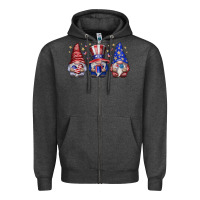 Charcoal Heather American Gnomes Zipper Hoodie - CowhideDigitalArt