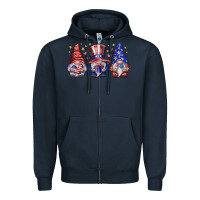 Navy American Gnomes Zipper Hoodie - CowhideDigitalArt