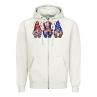 Oatmeal Heather American Gnomes Zipper Hoodie - CowhideDigitalArt