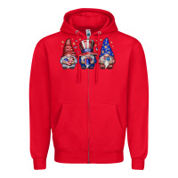 Red American Gnomes Zipper Hoodie - CowhideDigitalArt