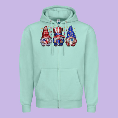 American Gnomes Zipper Hoodie Designed By Cowhidedigitalart