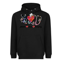 Black peace love nursing Heavyweight Hoodie - SublimationCraftShop