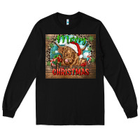 Black merry christmas heifer cow Long Sleeve Tee - CowGirlArtShop