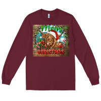 Burgundy merry christmas heifer cow Long Sleeve Tee - CowGirlArtShop