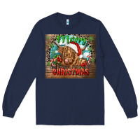 Navy merry christmas heifer cow Long Sleeve Tee - CowGirlArtShop