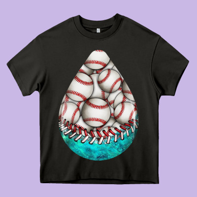 Baseball And Western Roses Teardrop  8 Heavy Core Tee Designed By Bundleandbundleshop