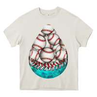 Cream baseball and western roses teardrop  8 Heavy Core Tee - BundleAndBundleShop
