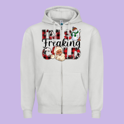 Im So Freaking Cold Zipper Hoodie Designed By Cowhidedigitalart