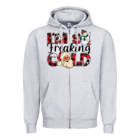 Heather Grey Im So Freaking Cold Zipper Hoodie - CowhideDigitalArt