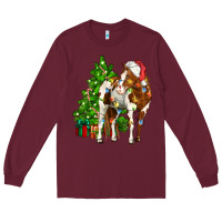 Burgundy american paint horse christmas tree Long Sleeve Tee - CowGirlArtShop