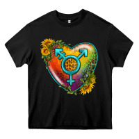 Black Lgbtq Heart With Sunflower Heavy Core Tee - BundleAndBundleShop