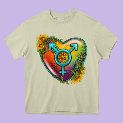 Lgbtq Heart With Sunflower Heavy Core Tee Designed By Bundleandbundleshop