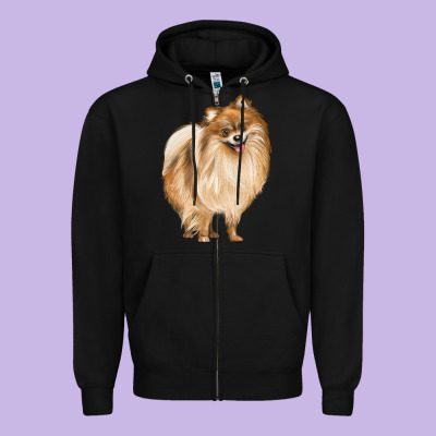 Pomeranian Dog Illustrations Zipper Hoodie Designed By Lillyallendesigns