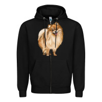 Black Pomeranian Dog Illustrations Zipper Hoodie - LillyAllenDesigns