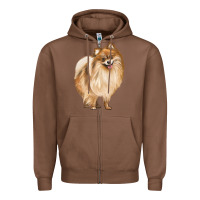 Chestnut Pomeranian Dog Illustrations Zipper Hoodie - LillyAllenDesigns