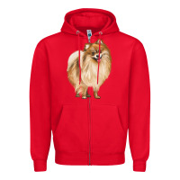 Red Pomeranian Dog Illustrations Zipper Hoodie - LillyAllenDesigns
