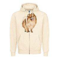 Sandshell Pomeranian Dog Illustrations Zipper Hoodie - LillyAllenDesigns