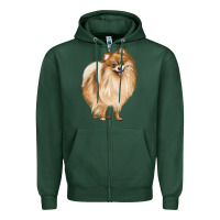 Sports Green Pomeranian Dog Illustrations Zipper Hoodie - LillyAllenDesigns