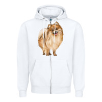 White Pomeranian Dog Illustrations Zipper Hoodie - LillyAllenDesigns