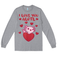 Heather Grey i love you alotl aolotl valentine's day heart aolotl lover Long Sleeve Tee - lanVoArt