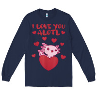 Navy i love you alotl aolotl valentine's day heart aolotl lover Long Sleeve Tee - lanVoArt