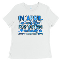 White in april we wear blue for autism awareness Ladies Tee - Artiststas