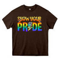Chocolate Brown Lgbtq Show Your Pride With Rainbow Heavy Core Tee - BundleAndBundleShop