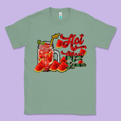 Hot Mom Summer Watermelon Classic Tee Designed By Racoondesign