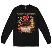 Black merry christmas cupcake chocolate Long Sleeve Tee - CowGirlArtShop