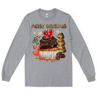 Heather Grey merry christmas cupcake chocolate Long Sleeve Tee - CowGirlArtShop