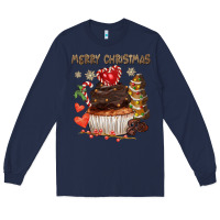 Navy merry christmas cupcake chocolate Long Sleeve Tee - CowGirlArtShop