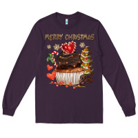 Plum merry christmas cupcake chocolate Long Sleeve Tee - CowGirlArtShop