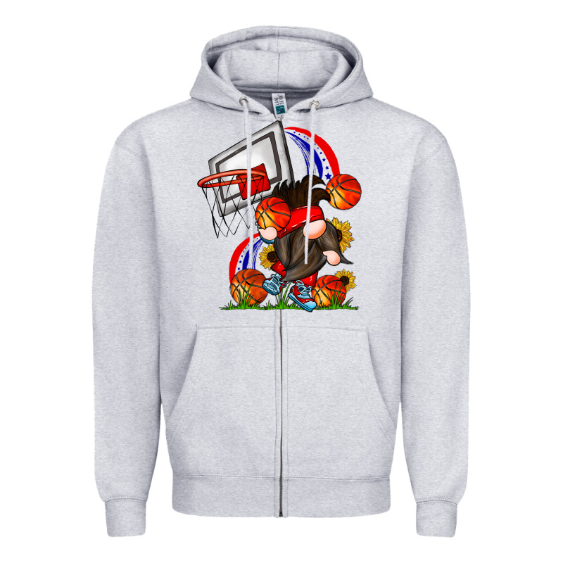 Basketball Gnome Zipper Hoodie by CowhideDigitalArt | Teevron