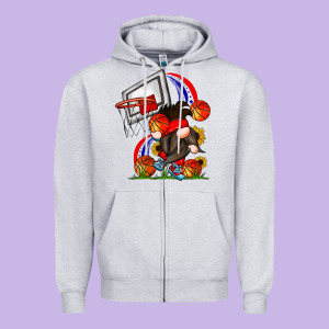 Basketball Gnome Zipper Hoodie Designed By Cowhidedigitalart