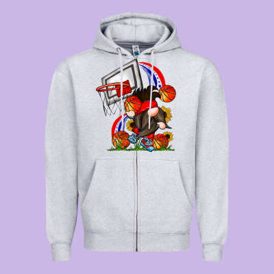 Basketball Gnome Zipper Hoodie Designed By Cowhidedigitalart