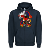 Navy Basketball Gnome Zipper Hoodie - CowhideDigitalArt