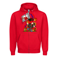 Red Basketball Gnome Zipper Hoodie - CowhideDigitalArt