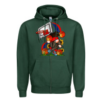 Sports Green Basketball Gnome Zipper Hoodie - CowhideDigitalArt