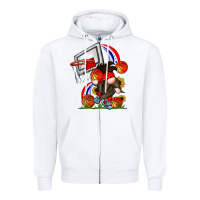 White Basketball Gnome Zipper Hoodie - CowhideDigitalArt
